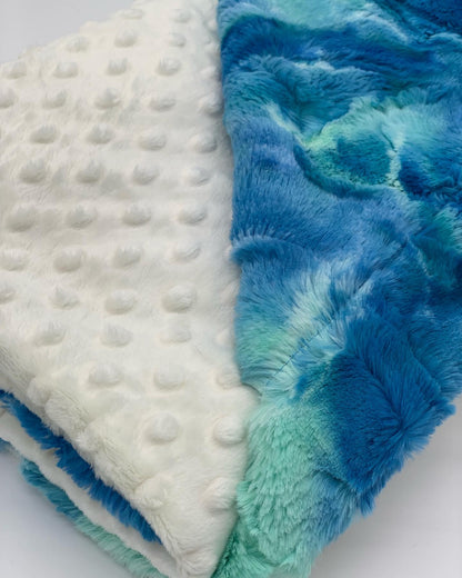 Blue Glow & Ivory Baby Blanket