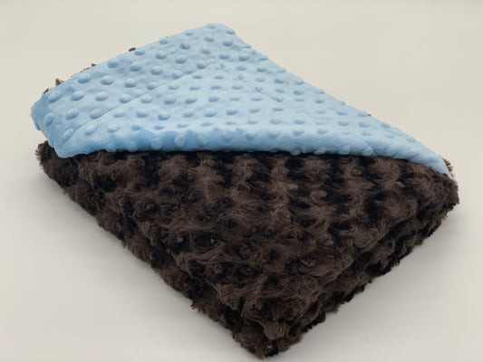 Chocolate & Light Blue Baby Blanket