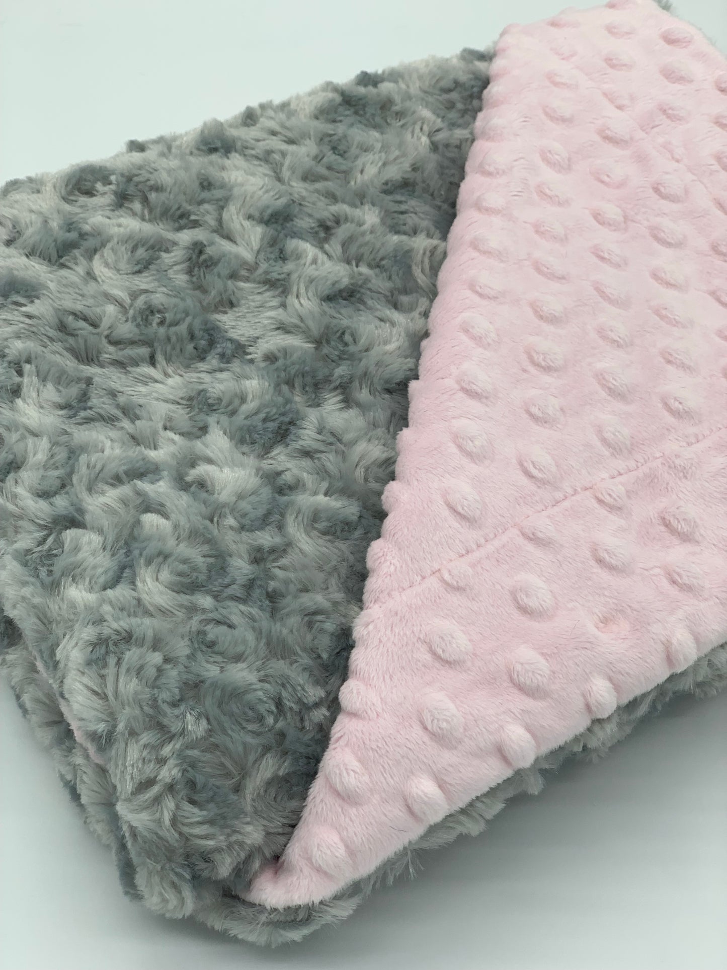 Silver & Light Pink Baby Blanket