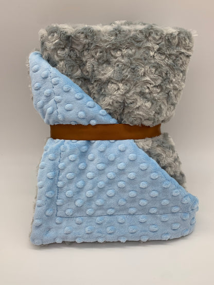 Silver & Light Blue Baby Blanket