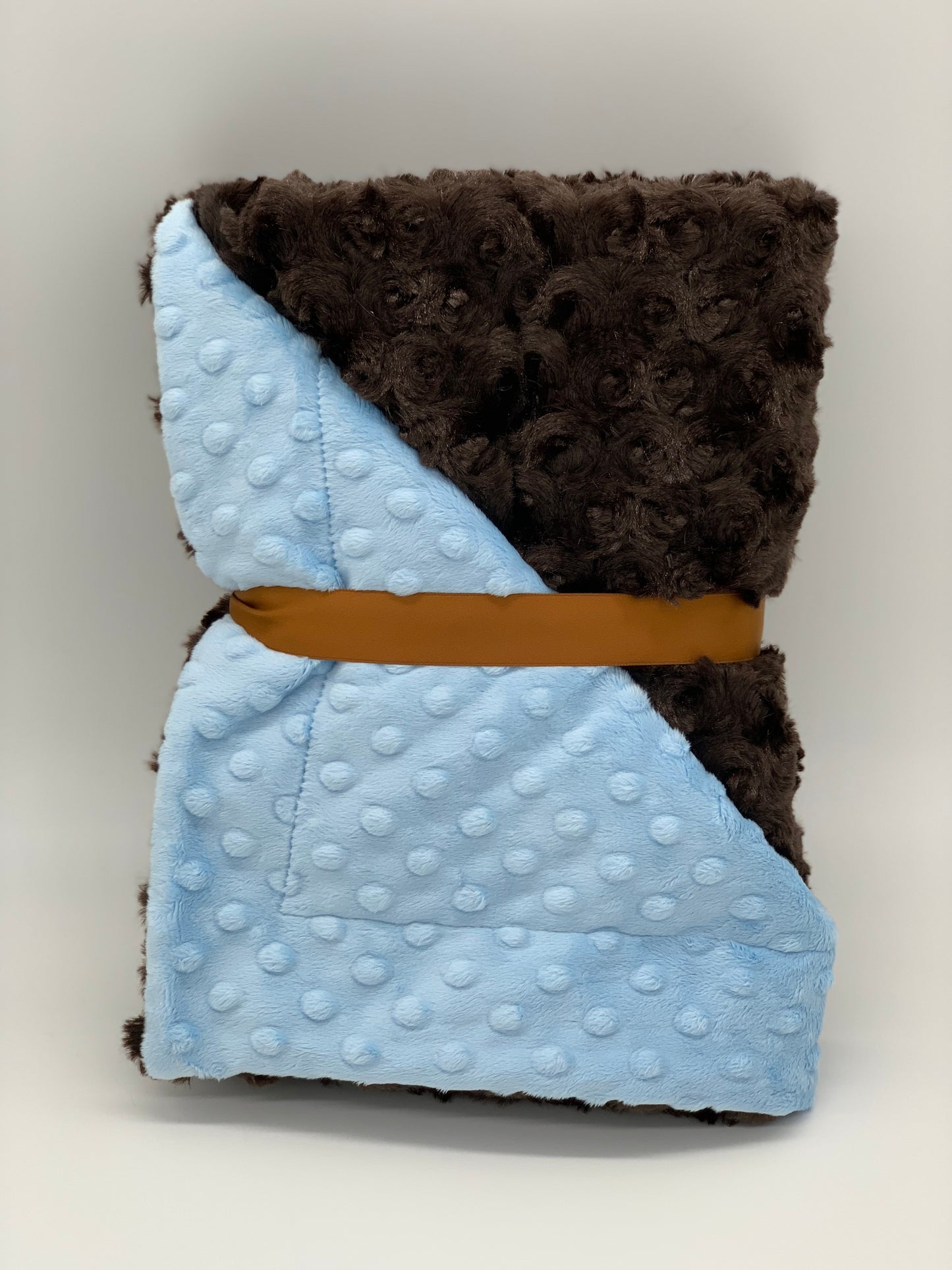 Chocolate & Light Blue Baby Blanket